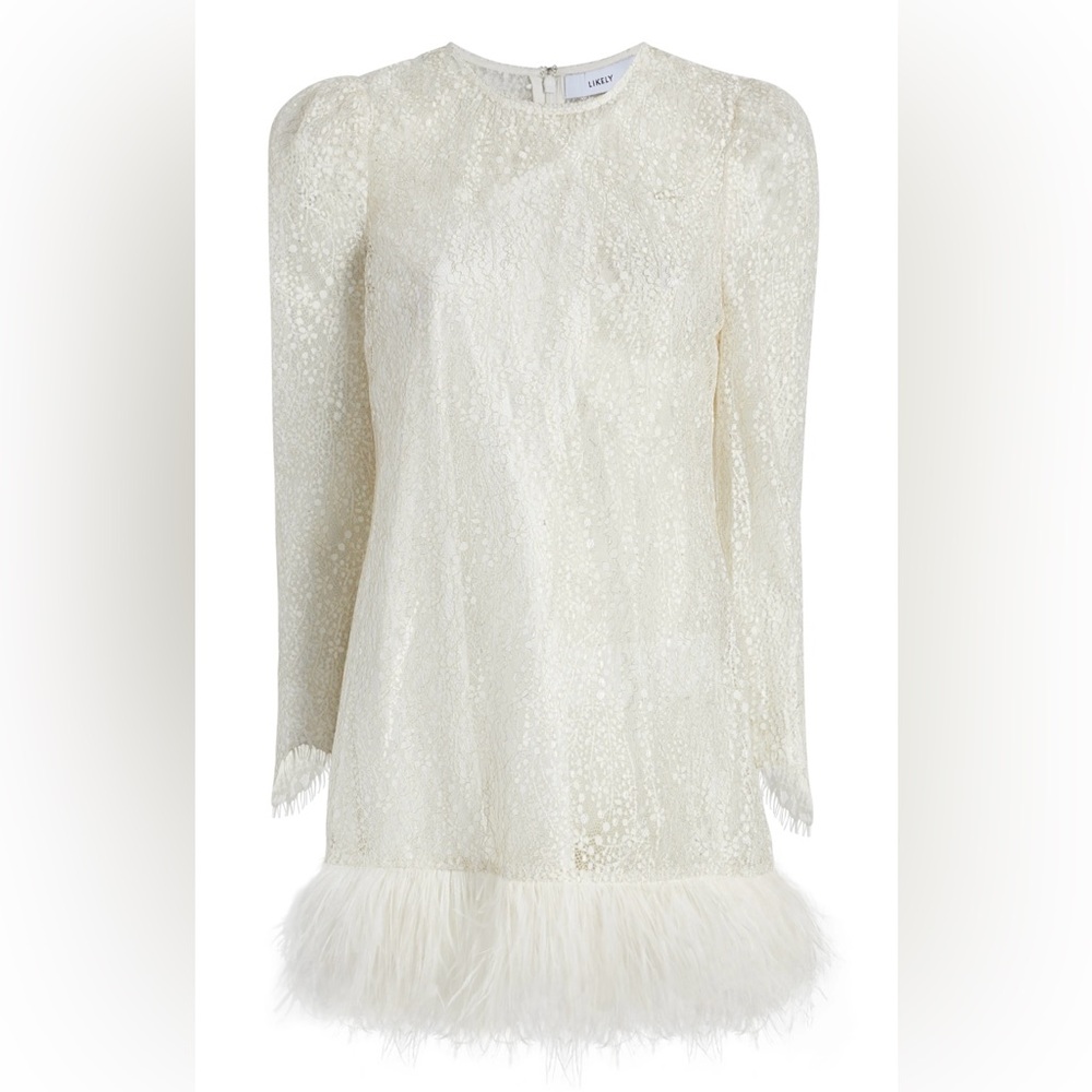 Likely Lace Dress with Feather Hem
